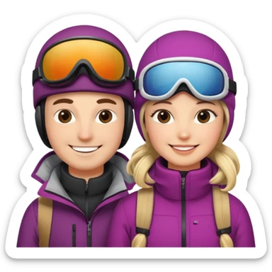 a recently marries couple skiing sticker