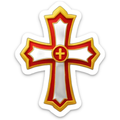 White Sinterklaas large red miter with yellow Christian cross sticker