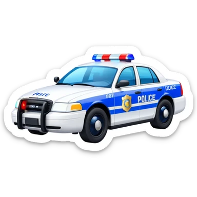 Perfect police car, blue and white lights sticker
