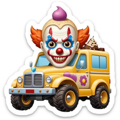 Crazy killer Clown Jenkins 4wd monster 1924 racing ice cream with chocolate, nuts and sprinkles dream house food truck  sticker