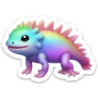 Gradient rainbow shimmery iridescent axolotl full body sticker