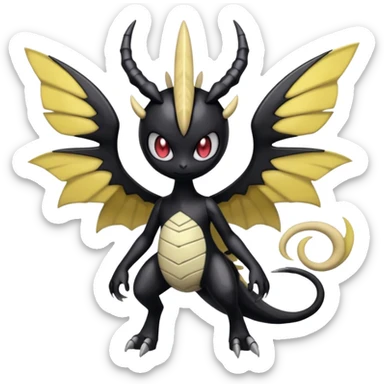 Spooky scary dark gloomy Meloetta-Giratina-Noibat-Pokémon-Fakémon-fusion-hybrid-creature sticker