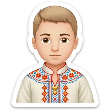 Ukrainian boy in traditional embroidered vyshyvanka shirt sticker