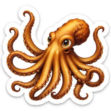 fried cooked octopus tentacles without head sticker