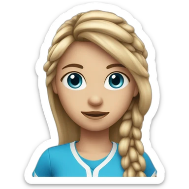 pretty tennis player with big blue eyes and long hair sticker
