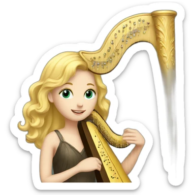blond haired harp girl sticker