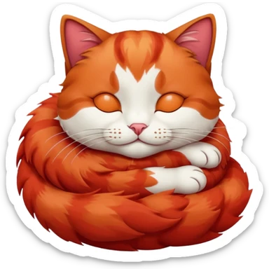 Curled Sleeping Cat red sticker