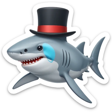 Shark with a top hat sticker