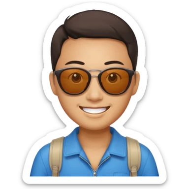 Photorealistic Chinese tourist wearing sunglasses sticker