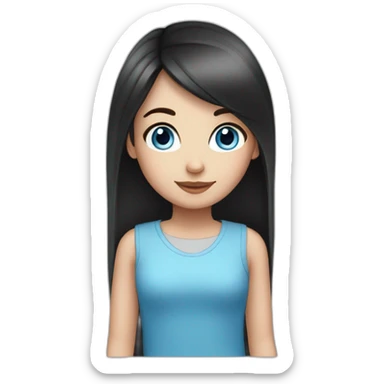 Cute girl with straight dark hair and blue eyes sticker