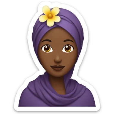 Black woman with a hijab and flowers on her head sticker
