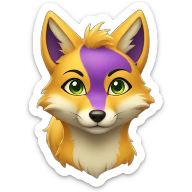 yellow purple fox furry green eyes sticker