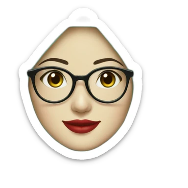 Classy Indonesian woman with pale skin and red lips wear green hijab and round glasses smiling sticker