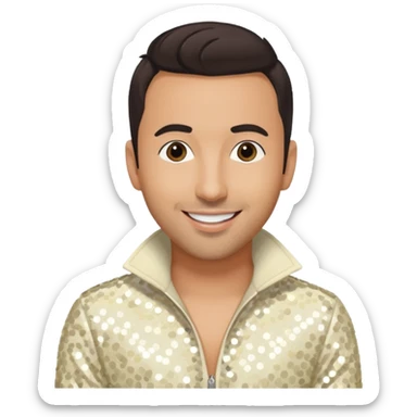 Howie Dorough from Backstreet Boys with dark brown hair, ivory sequin outfit sticker