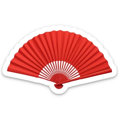 red paper hand fan sticker