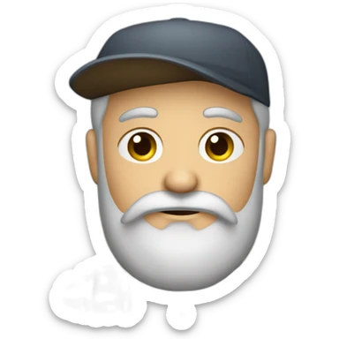 mature man with beard and English cap sticker