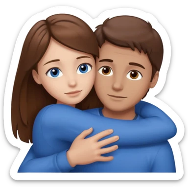 GUY WITH BROWN HAIR AND EYES HUGGING GIRL WITH BROWN HAIR AND BLUE EYES sticker