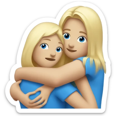 blue birds and blonde girl hug  sticker