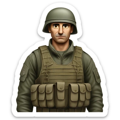 A serious Serbian resistance soldier 1990 photorealistic sticker