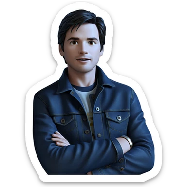 stylish boy with denim jacket sticker
