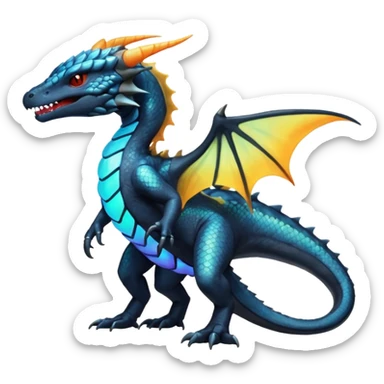 Shiny Horned Heliolisk-Salandit-Amaura-Fakémon-hybrid-creature (full body)  sticker