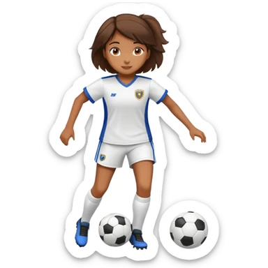 Brown girl playing soccer sticker
