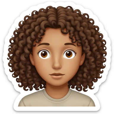 tan teenager with curly dark brown hair sticker