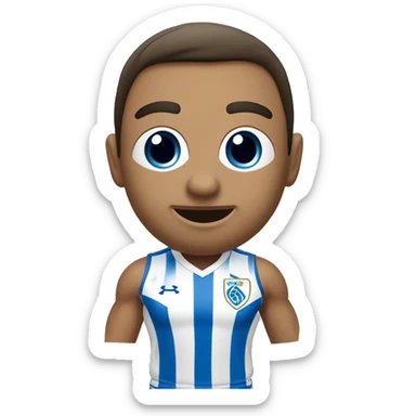 futbolista playera blanca pantaloneta azul medias blancas sticker