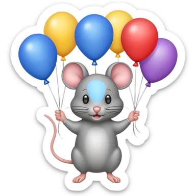 mouse holding balloons sticker