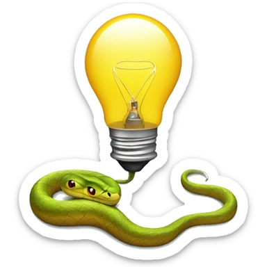 A snake with a lightbulb instead of a head, and a battery connected to his tail sticker