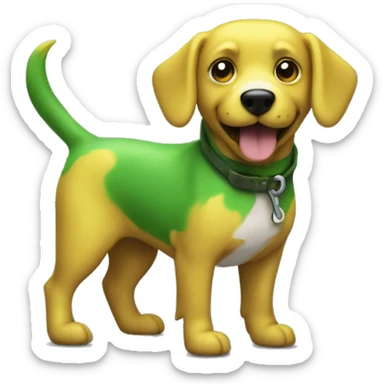 a green and yellow dog with a bolt shaped tail sticker
