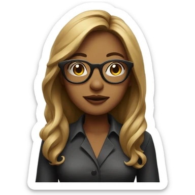 girl with glasses smoking a big cigar and long hair sticker