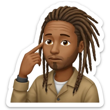 Black man with dreads wiping his nose perpendicular with index finger sticker