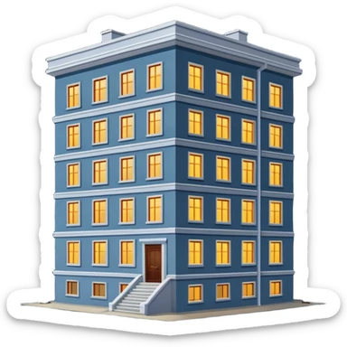 a five-story Soviet-era panel house in the night  sticker