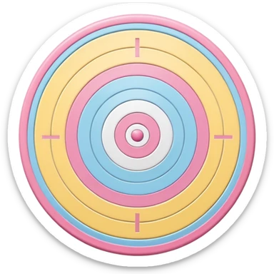 A cute bullseye target with spring pastel colors of yellow, pink and light blue sticker