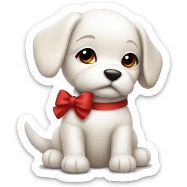 Shiatsu puppy with red bow sticker