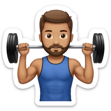 Guy with very short beard lifting weights sticker