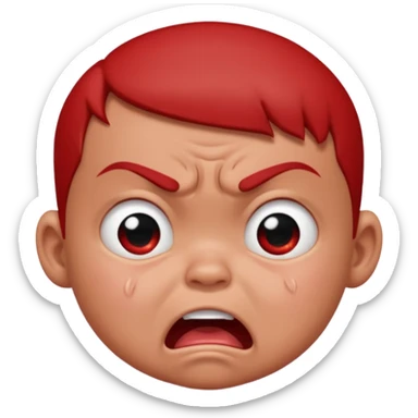 a baby all red red angry face  sticker