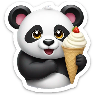 Panda eating ice cream sticker
