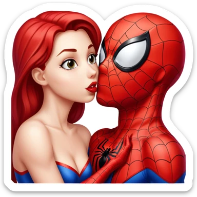 Spidergirl kiss spiderman sticker