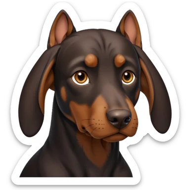 black and tan doberman portrait with floppy ears sticker