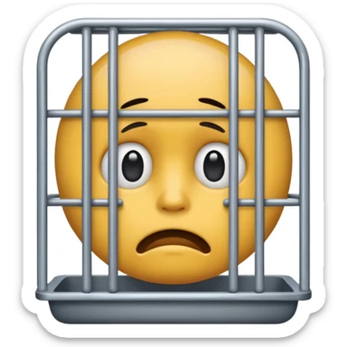 a sad emjoi face in a cage sticker