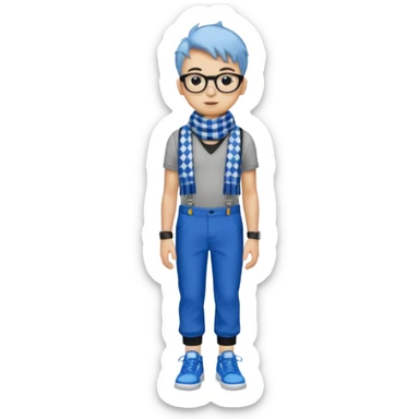 Скин Лололошки из сезона "Точка невозврата" имеет следующие характеристики: он носит шарф в черно-голубую клетку и черные штаны с двумя голубыми подтяжками. Также он носит голубые кроссовки с белой подошвой и является обладателем отличительной атрибутики - очков и клетчатого шарфа.  sticker