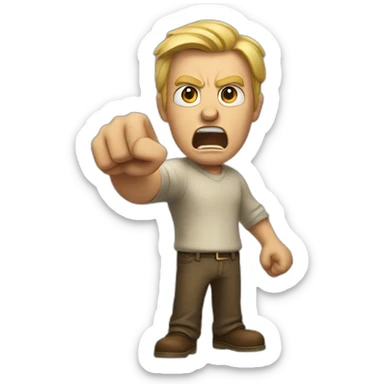 angry man yelling  whiles he points you sticker