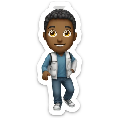 a white-skin student making a step downstairs sticker