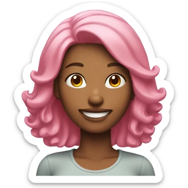 smiling woman with pink hair indoors sticker