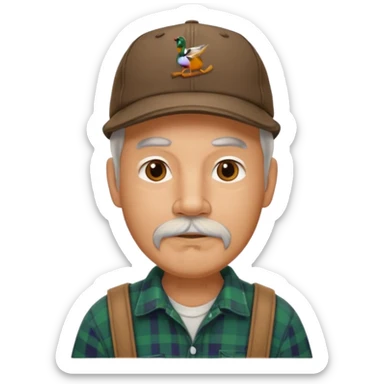 An older duck hunter with a goatee sticker