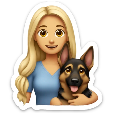 Girl holding German shepherd dog sticker