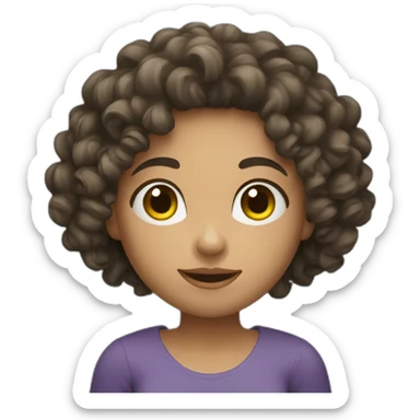 Curly European Girl who hold money sticker