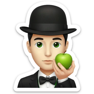 Magritte “the son of man” with green apple instead of head sticker
